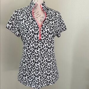 Jofit Black & Taupe Leopard Print 1/4 zip Sports Shirt